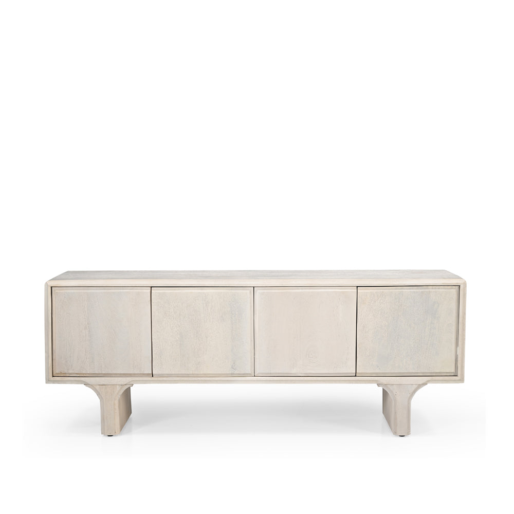 Milo Solid Mango Wood 4 Door TV Unit Whitewash (2 Sizes)