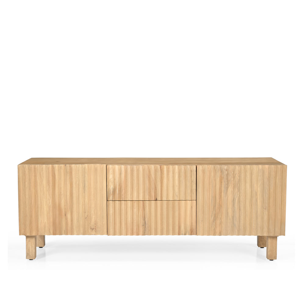 Arlo Solid Mango Wood 2 Door 2 Drawer TV Unit Natural