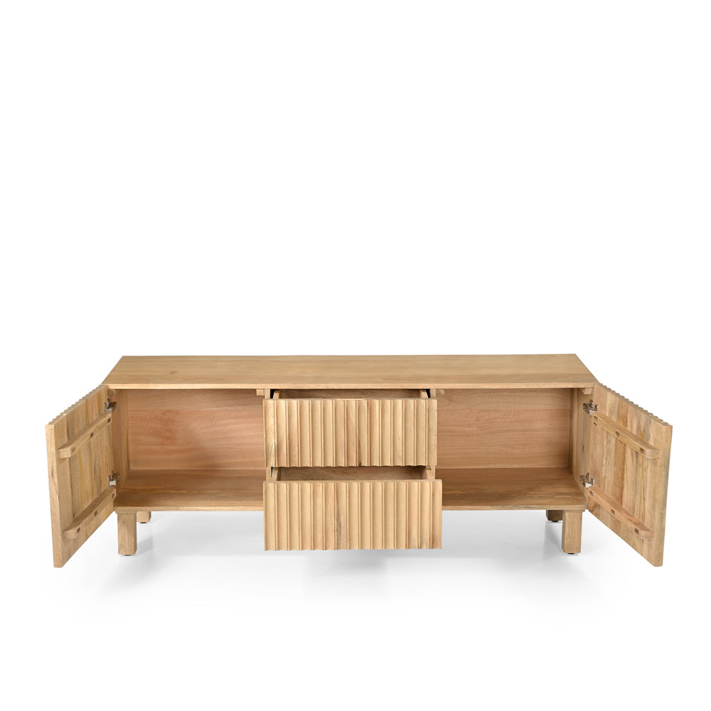 Arlo Solid Mango Wood 2 Door 2 Drawer TV Unit Natural
