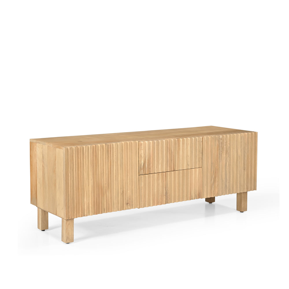 Arlo Solid Mango Wood 2 Door 2 Drawer TV Unit Natural
