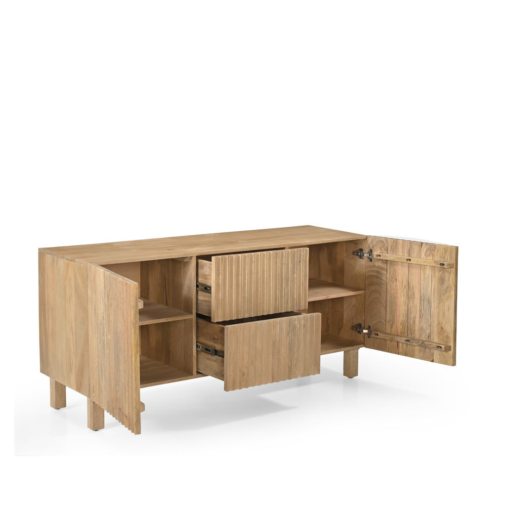 Arlo Solid Mango Wood 2 Door 2 Drawer Sideboard Natural