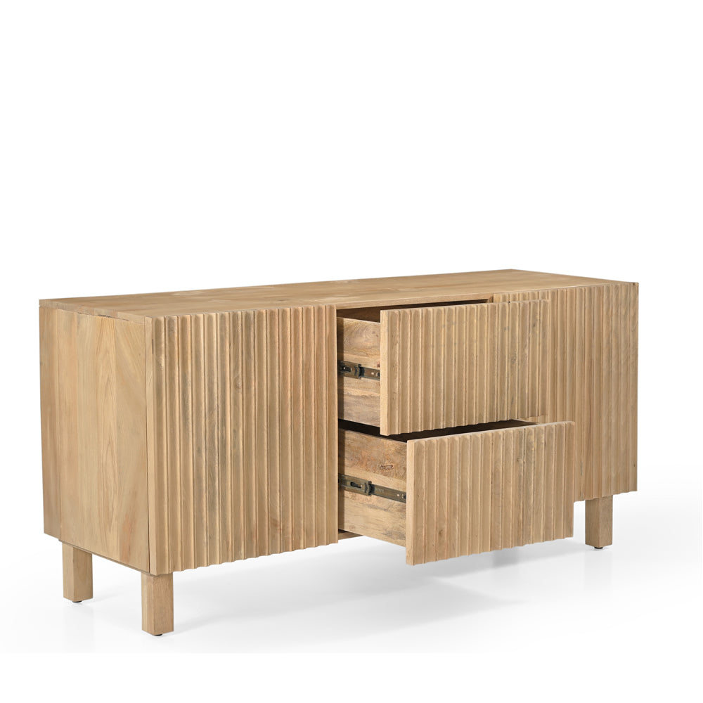 Arlo Solid Mango Wood 2 Door 2 Drawer Sideboard Natural
