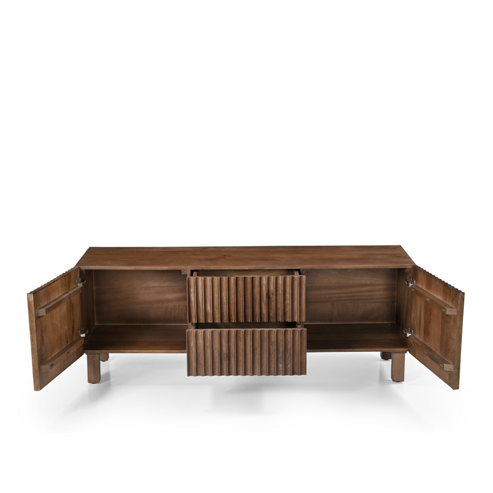 Arlo Solid Mango Wood 2 Door 2 Drawer TV Unit in Walnut