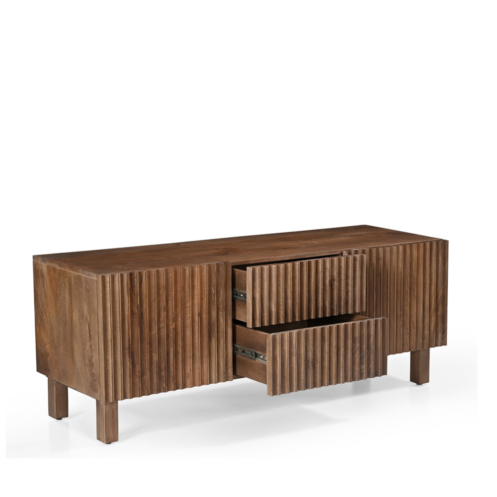 Arlo Solid Mango Wood 2 Door 2 Drawer TV Unit in Walnut