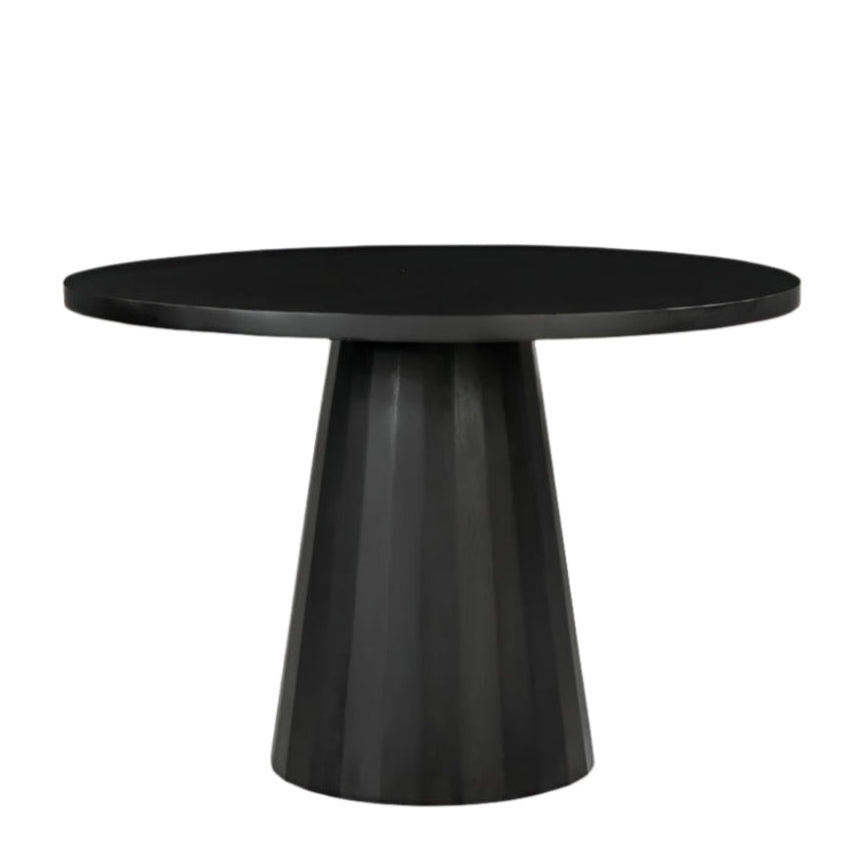Matilda Round Solid Mango Wood Dining Table in Black (2 Sizes)