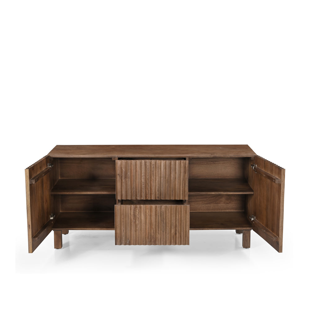Arlo Solid Mango Wood 2 Door 2 Drawer Sideboard in Walnut