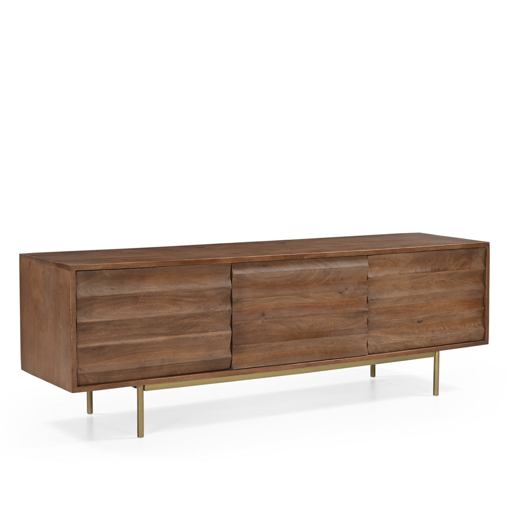 Daria Solid Mango Wood TV Stand Walnut