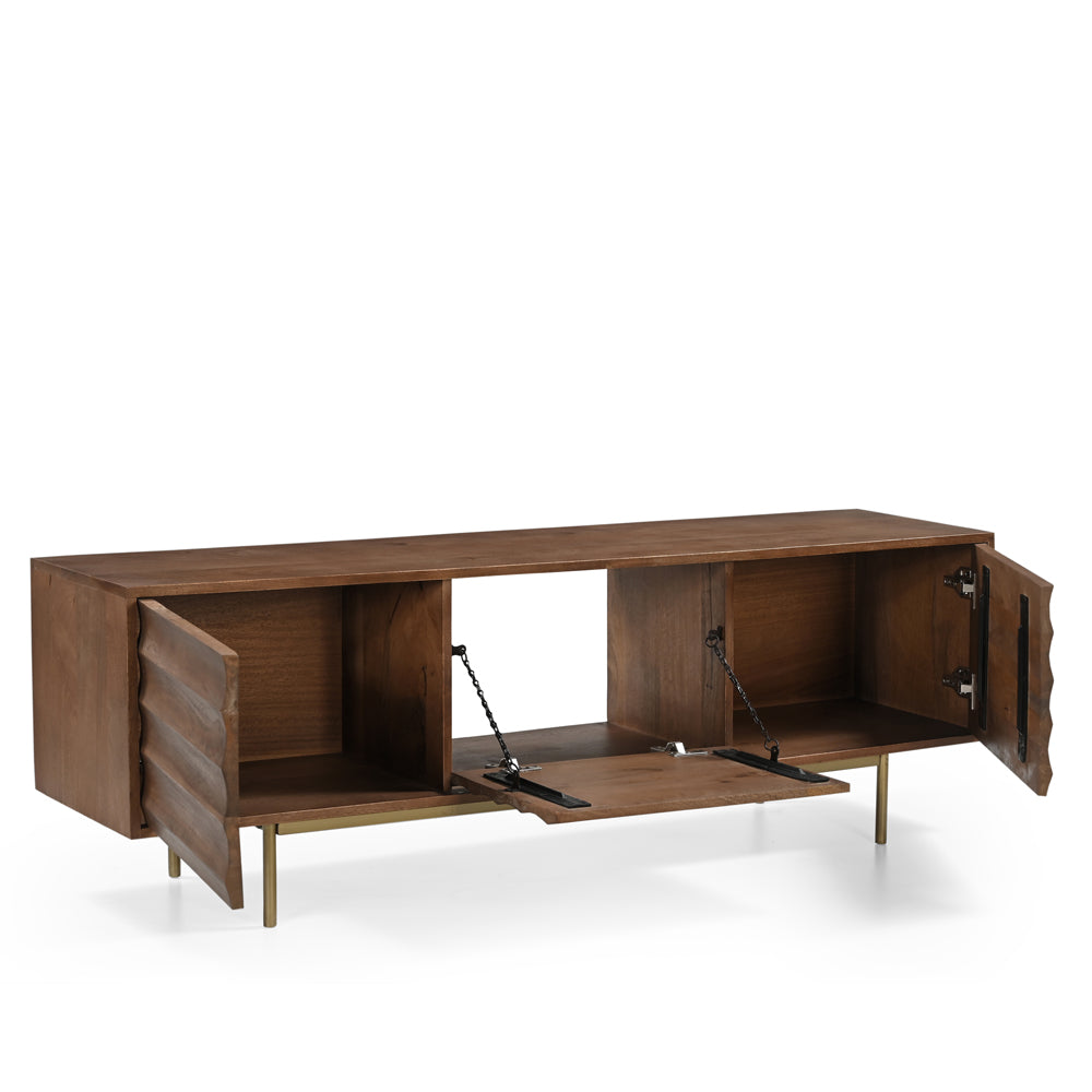 Daria Solid Mango Wood TV Stand Walnut