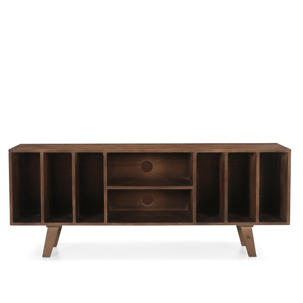 Wax Solid Mango Wood Vinyl Storage Medium TV Stand