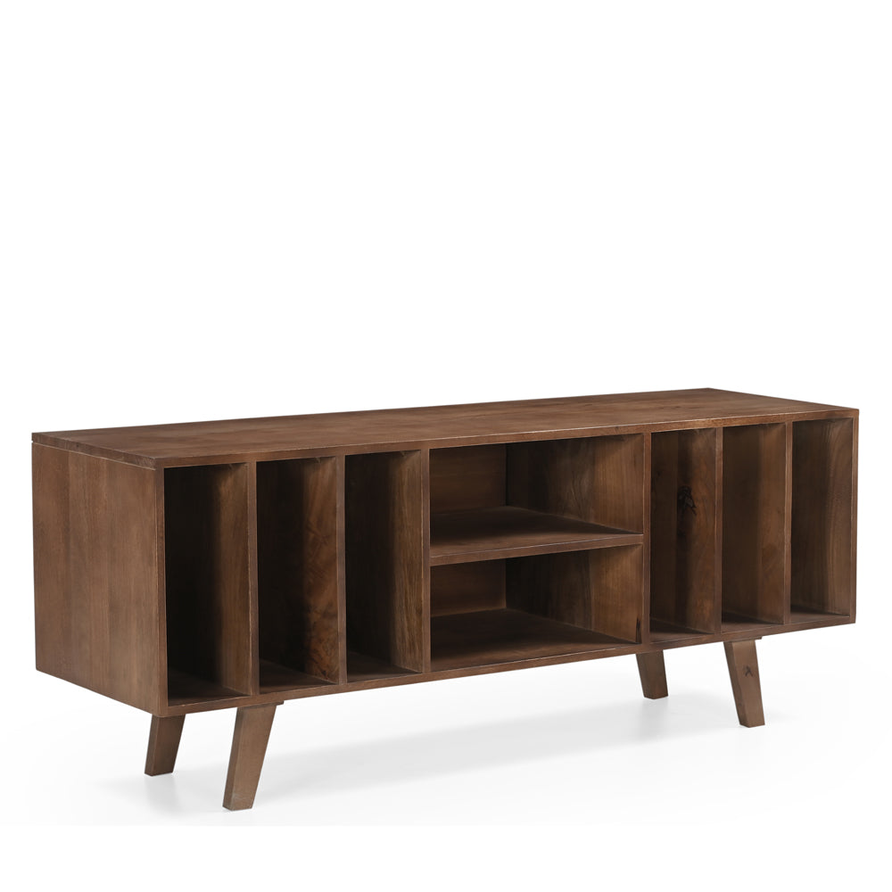 Wax Solid Mango Wood Vinyl Storage Medium TV Stand