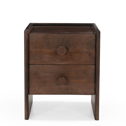 Helena Solid Mango Wood Bedside Table in Walnut