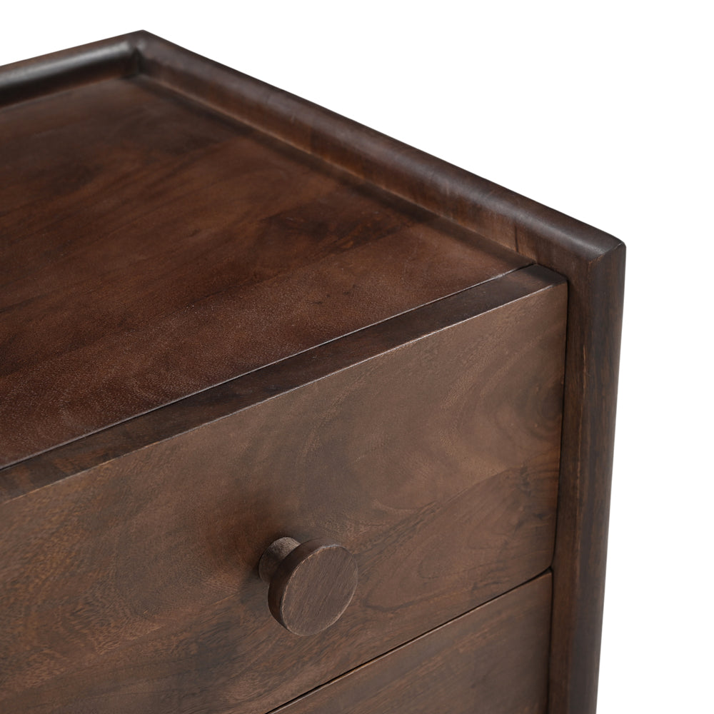 Helena Solid Mango Wood Bedside Table in Walnut