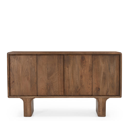 Milo Solid Mango Wood 4 Door Sideboard in Walnut
