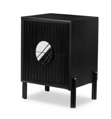 Madison Solid Mango Wood Bedside Table in Black