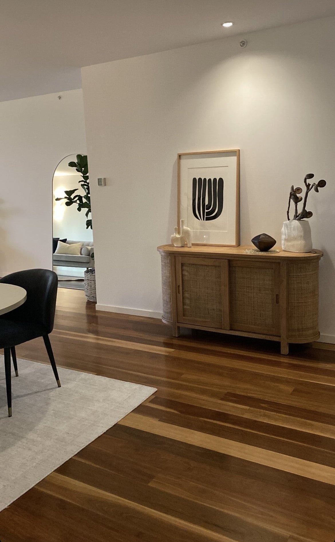 Puteri Solid Teak Sideboard with Natural Rattan