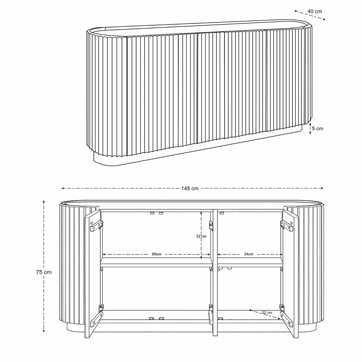 Theo Solid Mango Wood Large Sideboard (145cm)