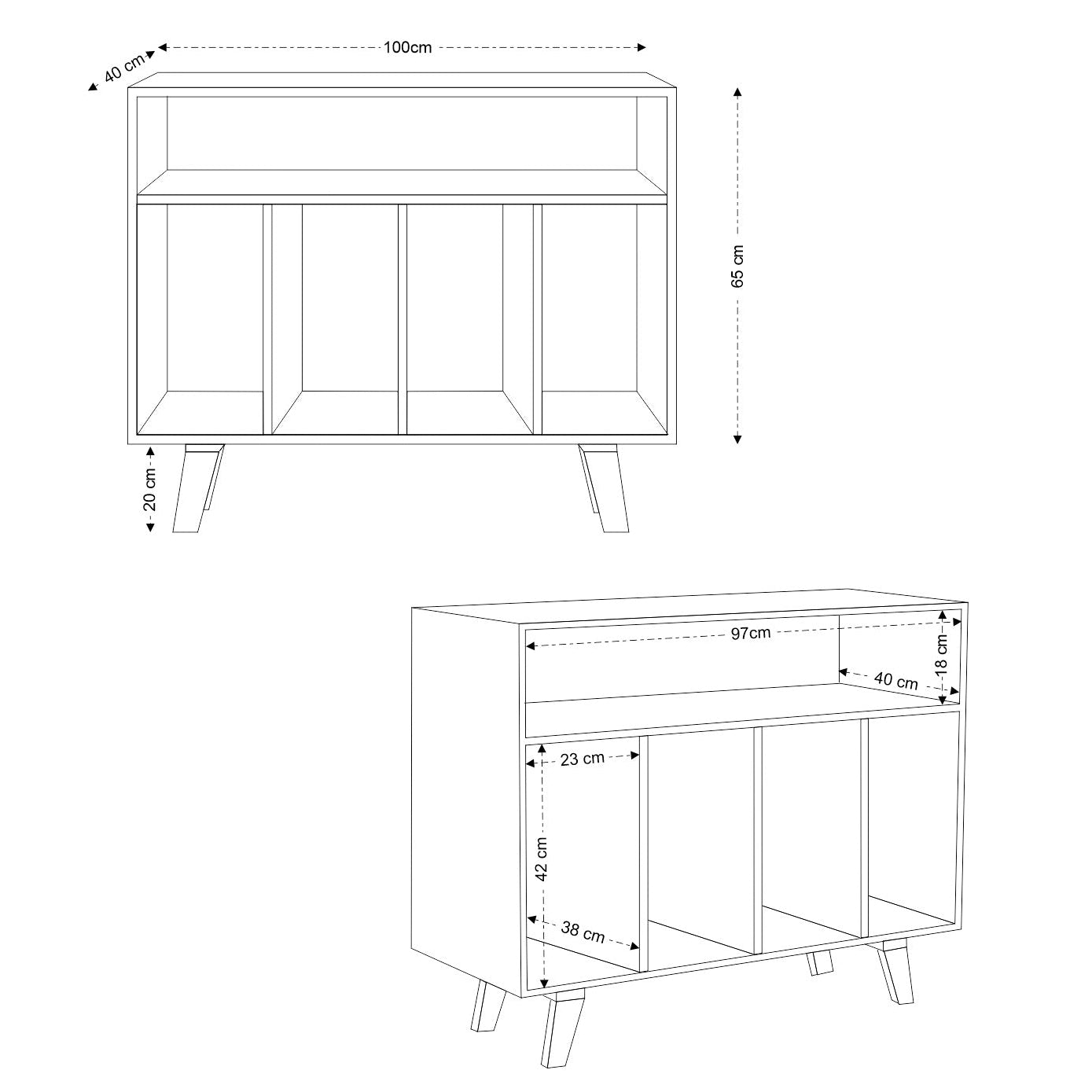 Wax Solid Mango Wood Vinyl Storage Medium Sideboard