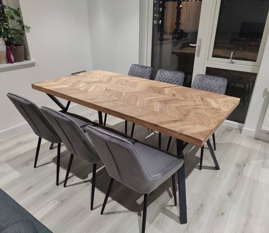 Adria Parquet Style Solid Acacia Wood Dining Table