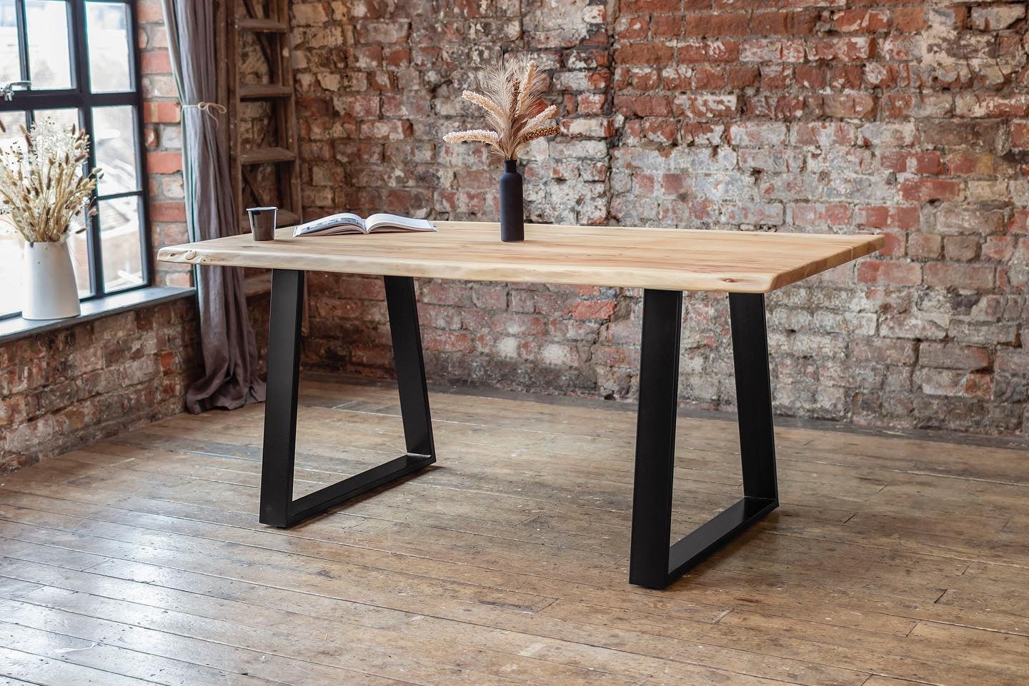 Indiana Solid Acacia Wood Industrial Dining Table (4 Sizes)