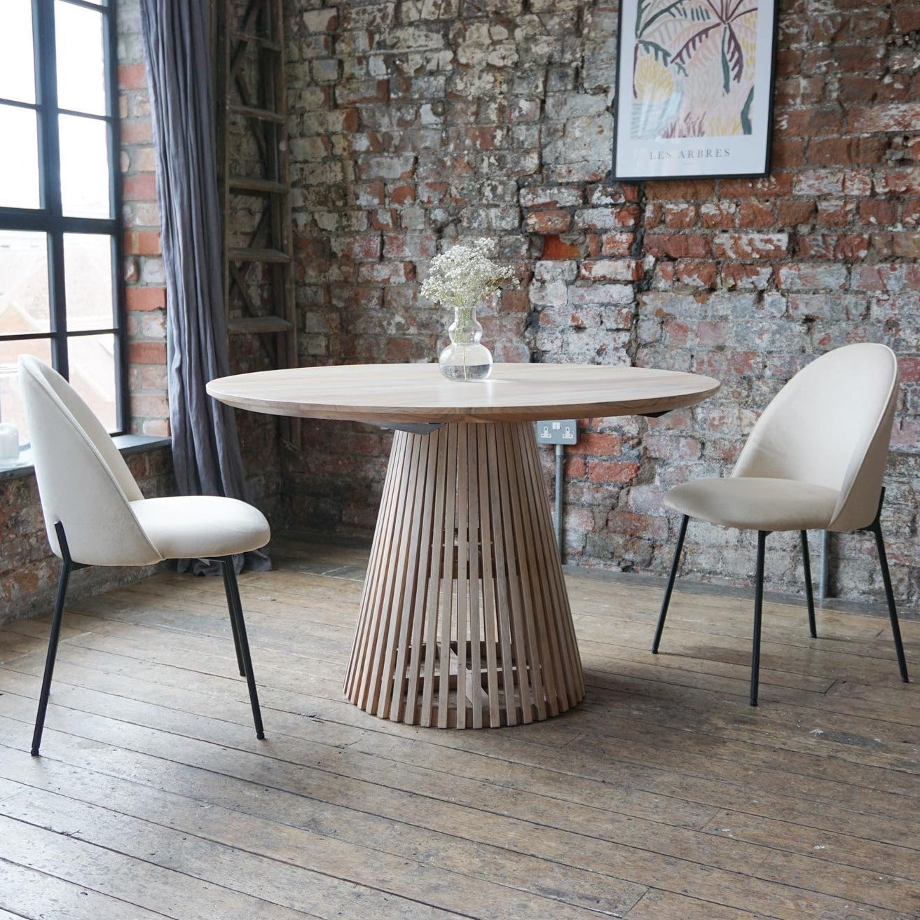 Remi Round Solid Mango Dining Table Whitewash (4 Sizes)