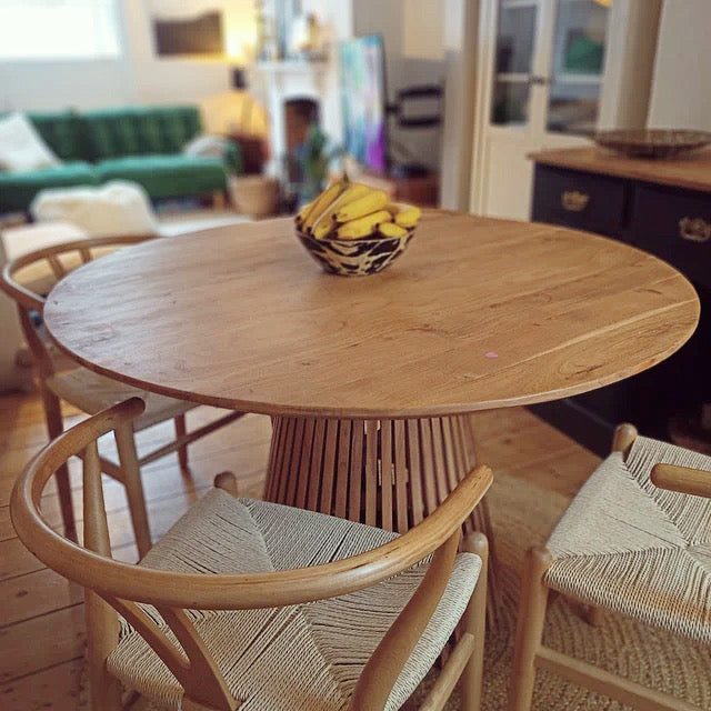 Remi Round Solid Acacia Wood Dining Table Natural (4 Sizes)