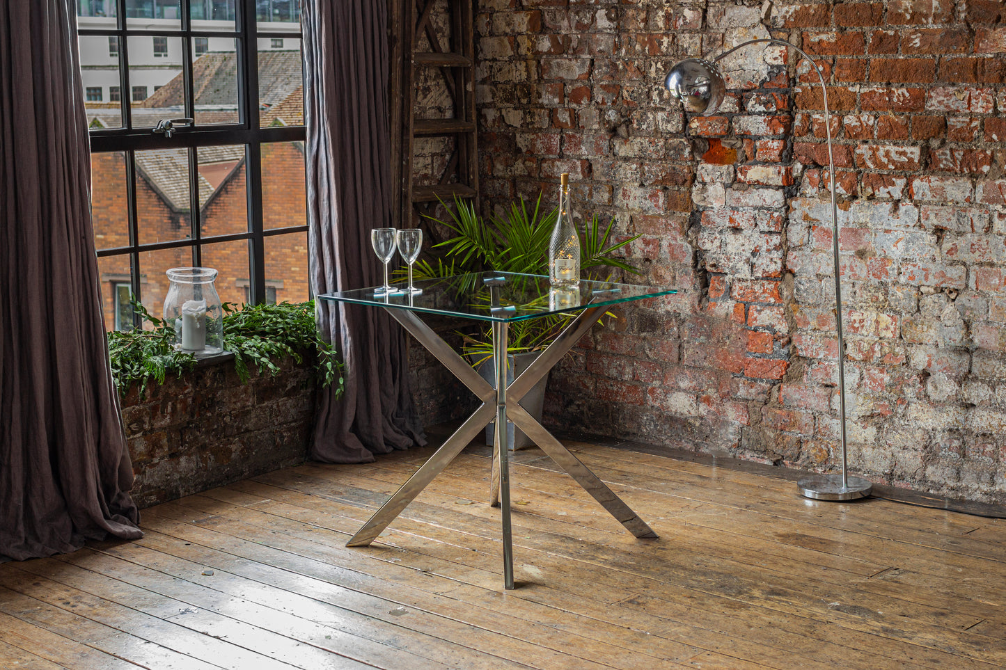 Brick glass dining table sale