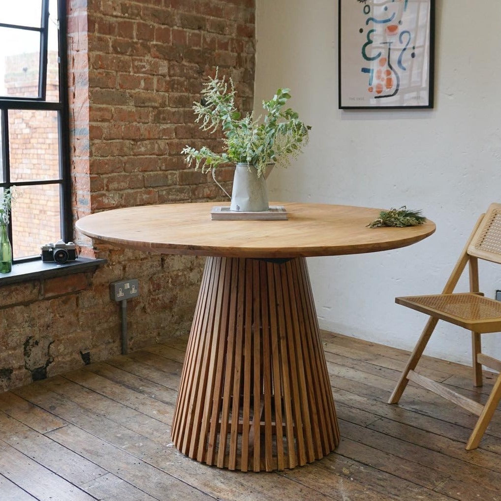 Remi Round Solid Acacia Wood Dining Table Natural (4 Sizes)
