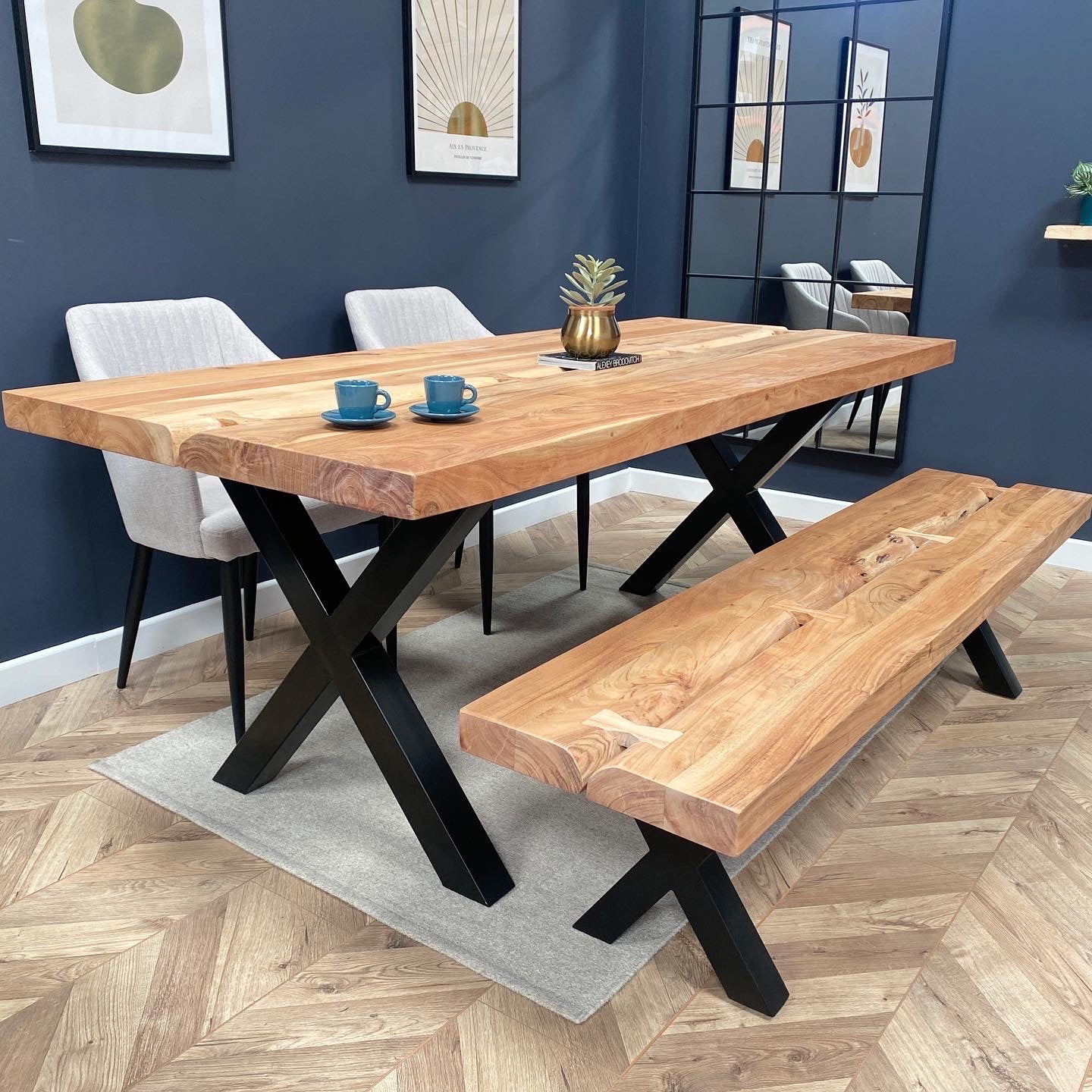 Mountain Solid Acacia Wood Dining Table with Live Edge