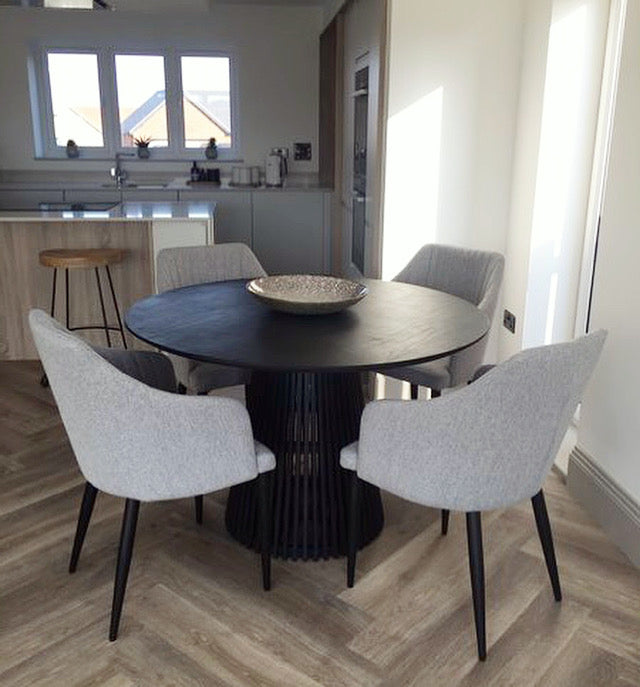 Remi Round Solid Mango Wood Dining Table Black (4 Sizes)