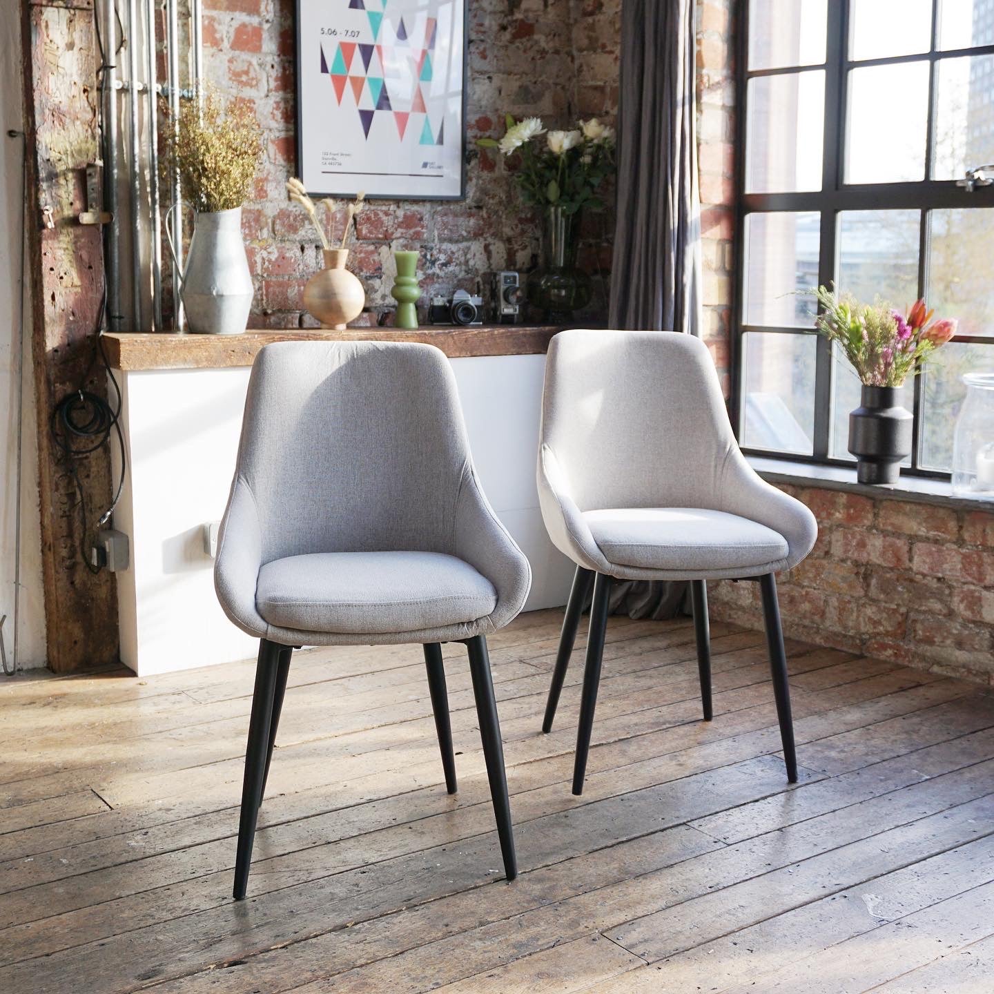 Athena Dining Chairs in Stone (2pk)