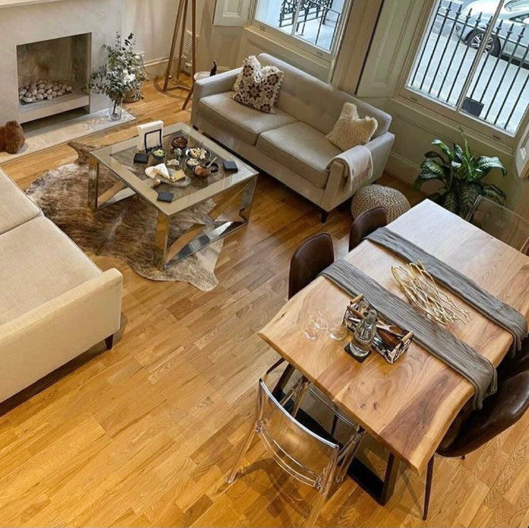 Indiana Solid Acacia Wood Industrial Dining Table (2 Sizes)