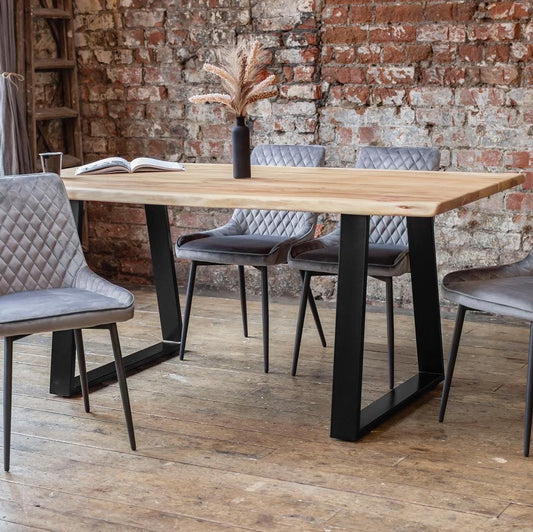 Indiana Solid Acacia Wood Industrial Dining Table (2 Sizes)