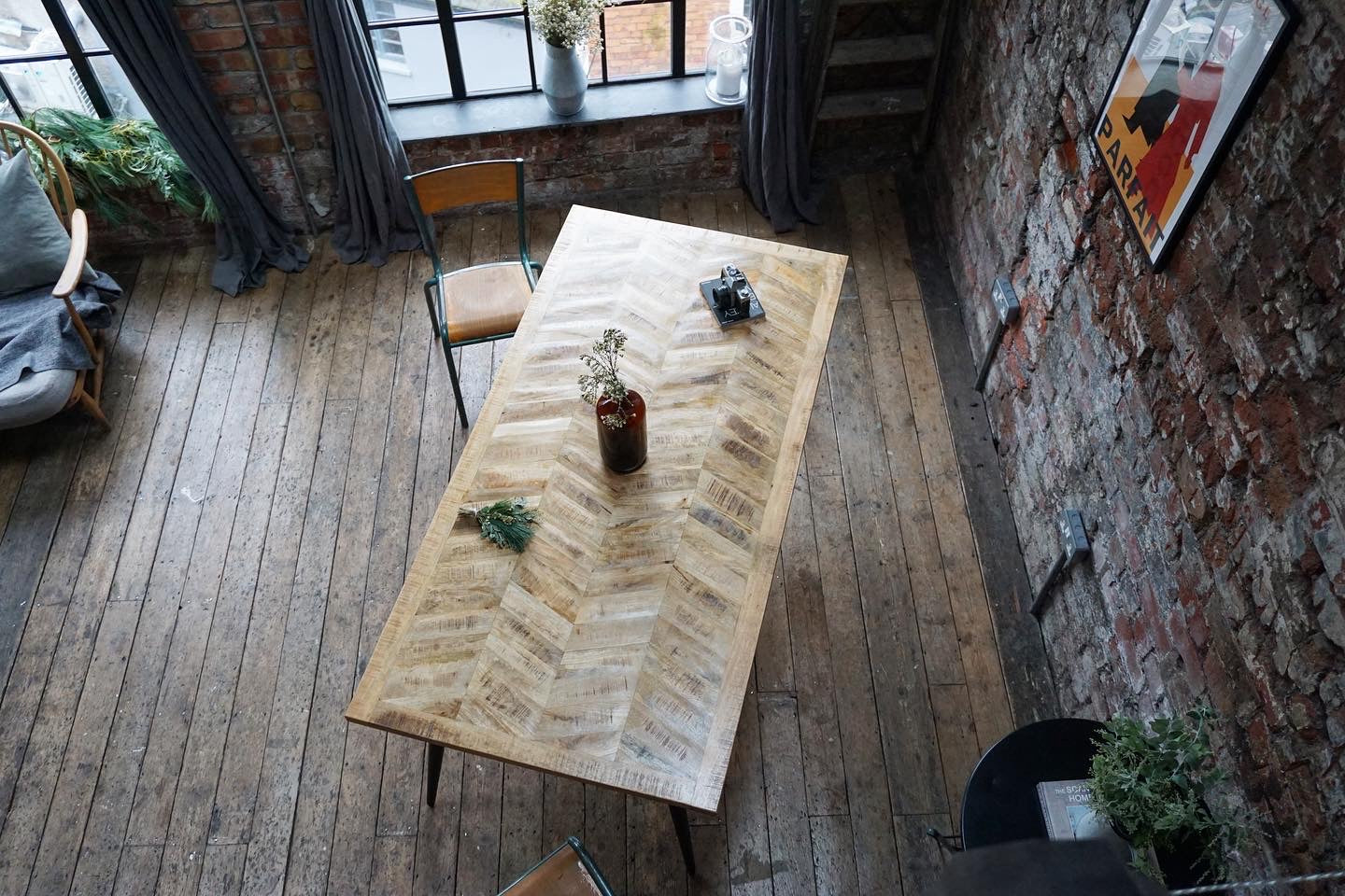 Leo Parquet Style Solid Mango Wood Dining Table and Bench Set (3 Sizes)