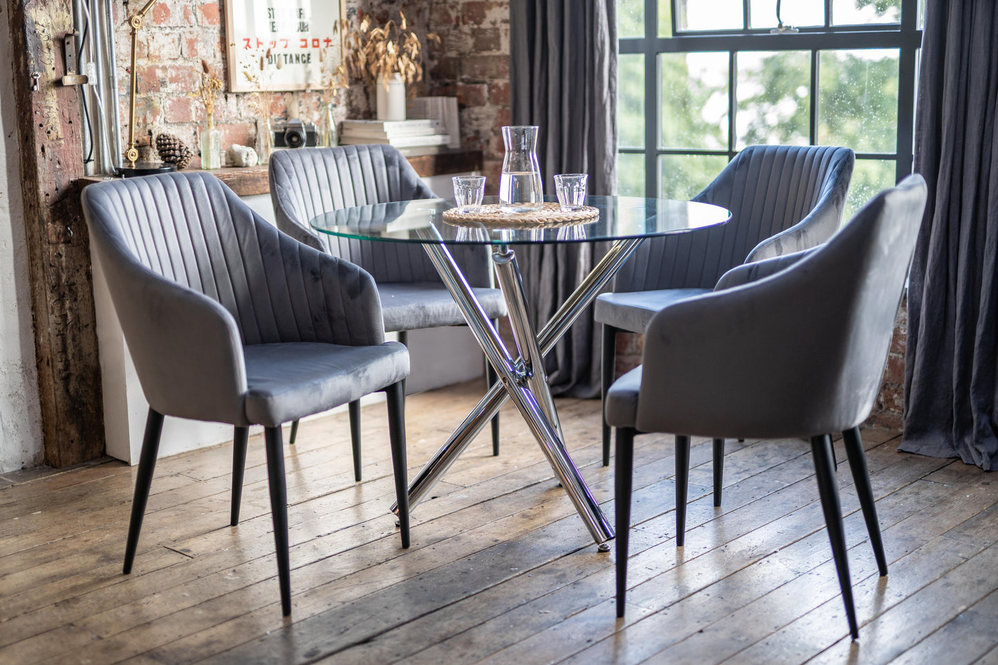 Maia Dining Set with 2 or 4 Aria Dining Chairs in Grey
