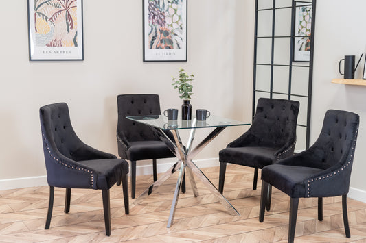 Capri Dining Set with 2 or 4 Portia Dining Chairs in Black