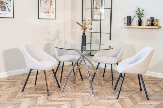 Cecelia Dining Set with 4 Julia Dining Chairs in Stone Beige