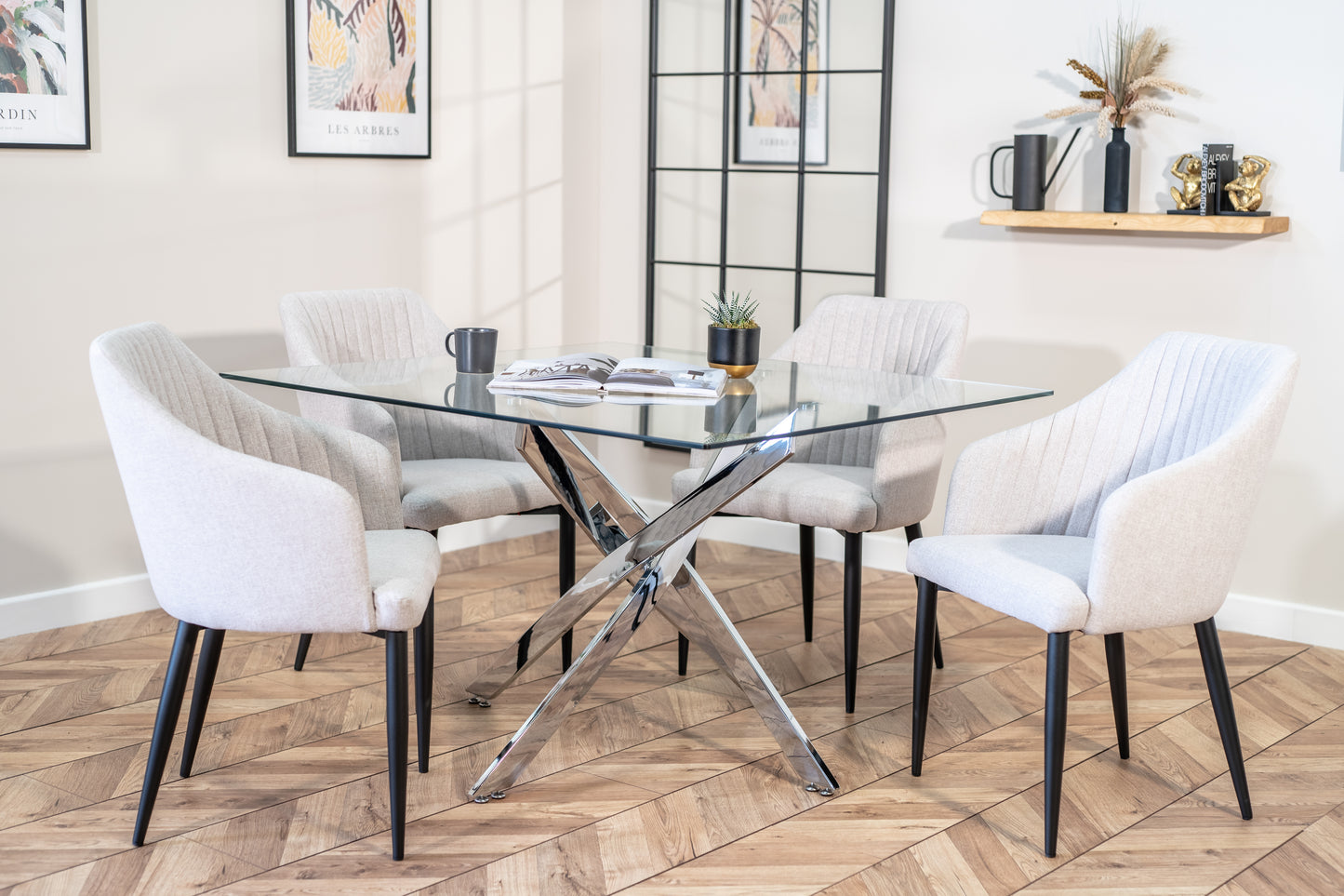Chrome and glass dining table and chairs discount