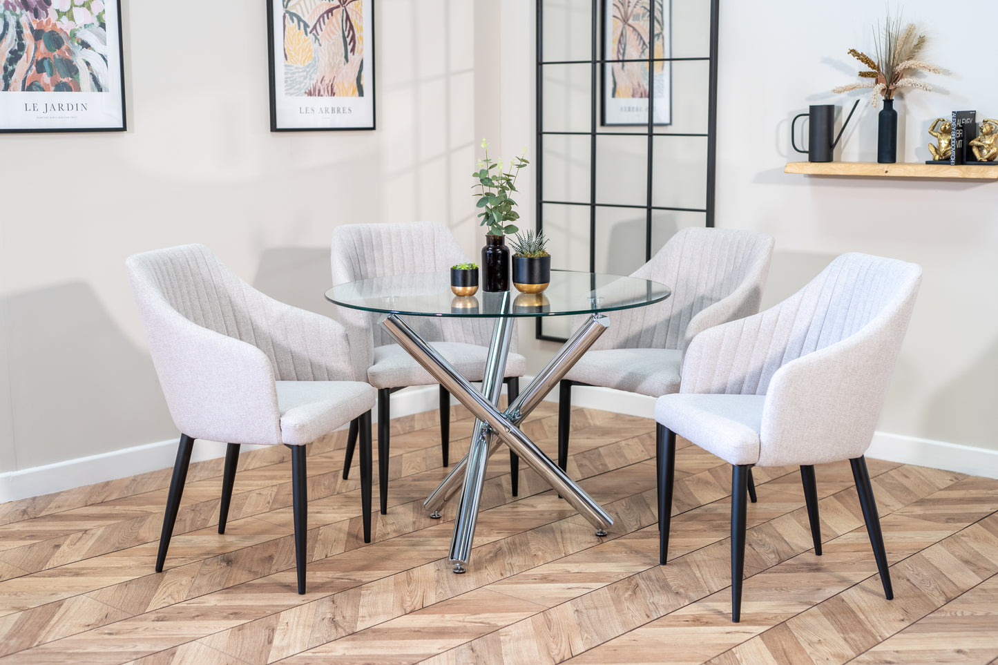 Maia Dining Set with 2 or 4 Aria Dining Chairs in Stone Beige