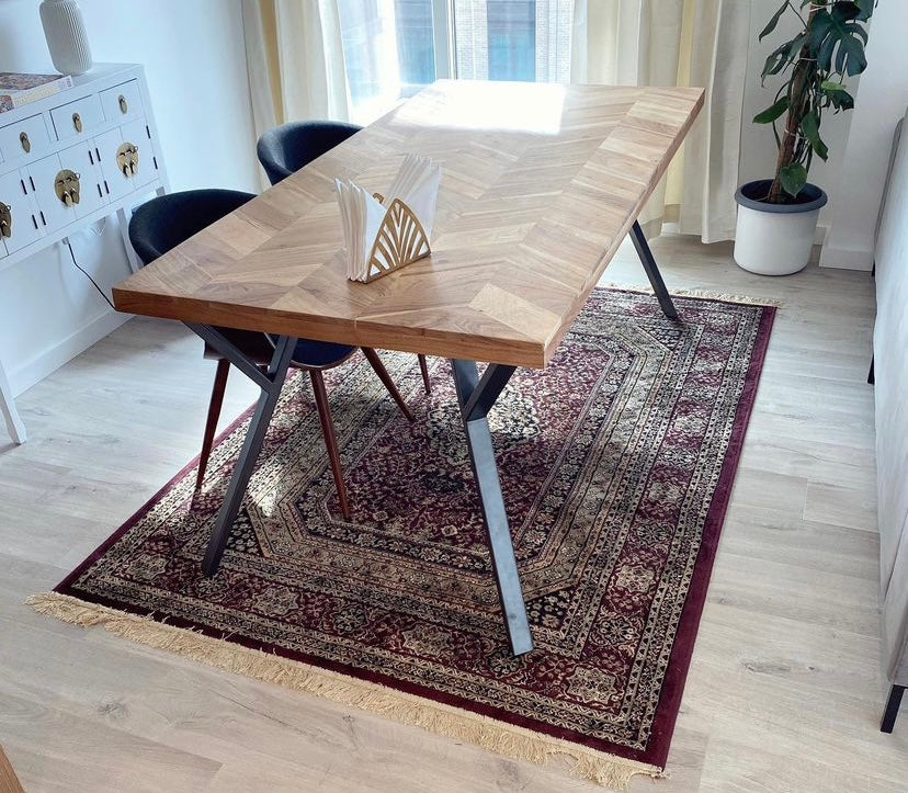 Adria Parquet Style Solid Acacia Wood Dining Table