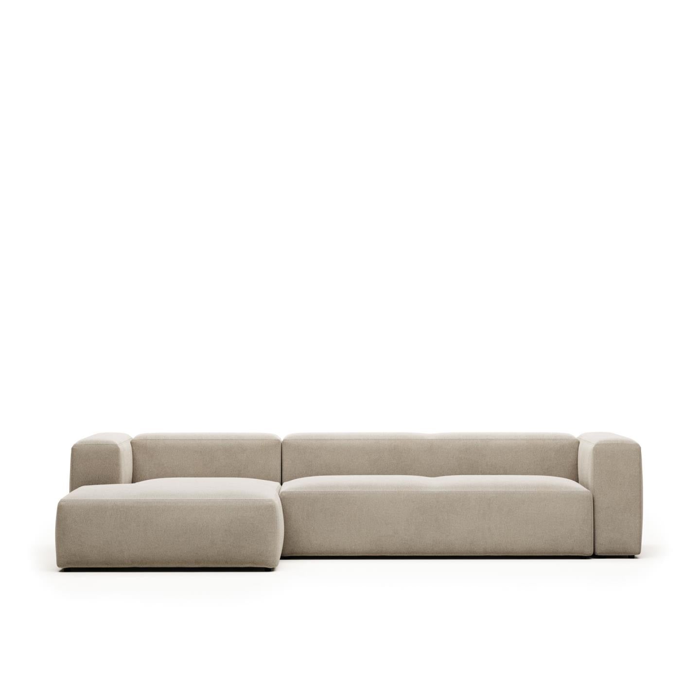 Lund 4 Seater Sofa with Left Side Chaise - Beige