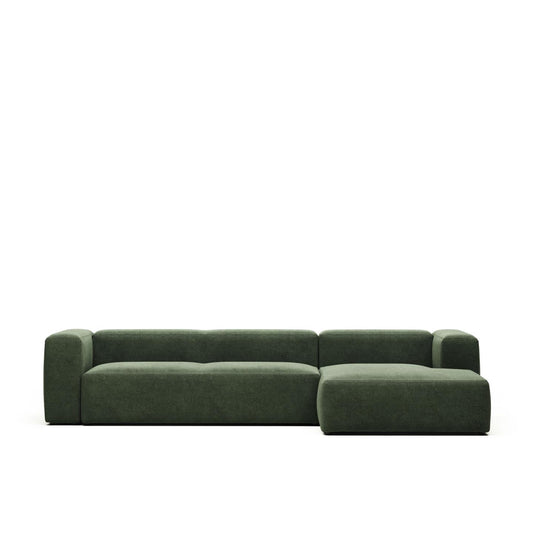 Lund 4 Seater Sofa with Right Side Chaise - Green