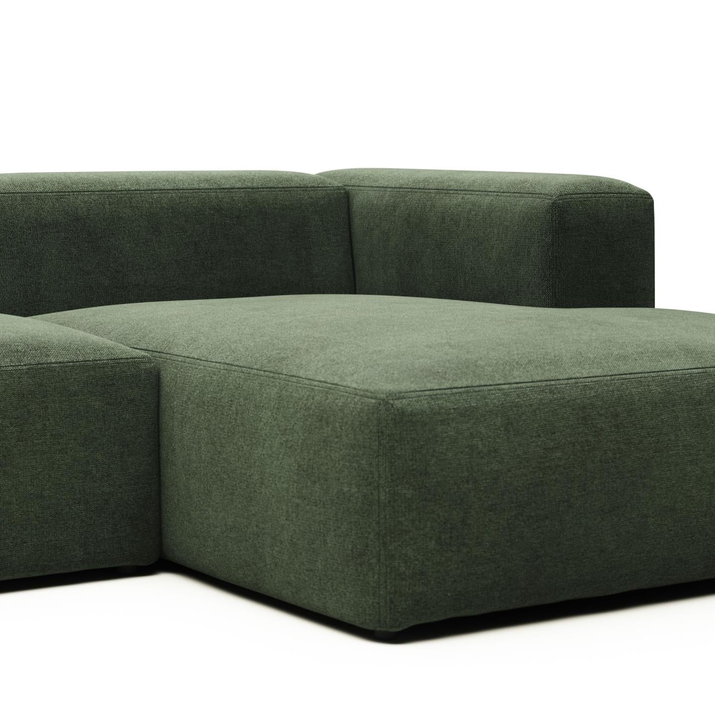 Lund 4 Seater Sofa with Right Side Chaise - Green
