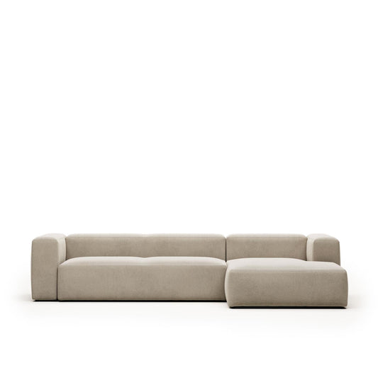Lund 4 Seater Sofa with Right Side Chaise - Beige