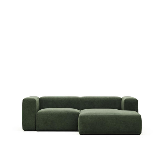 Lund 2 Seater Sofa with Right Side Chaise - Green