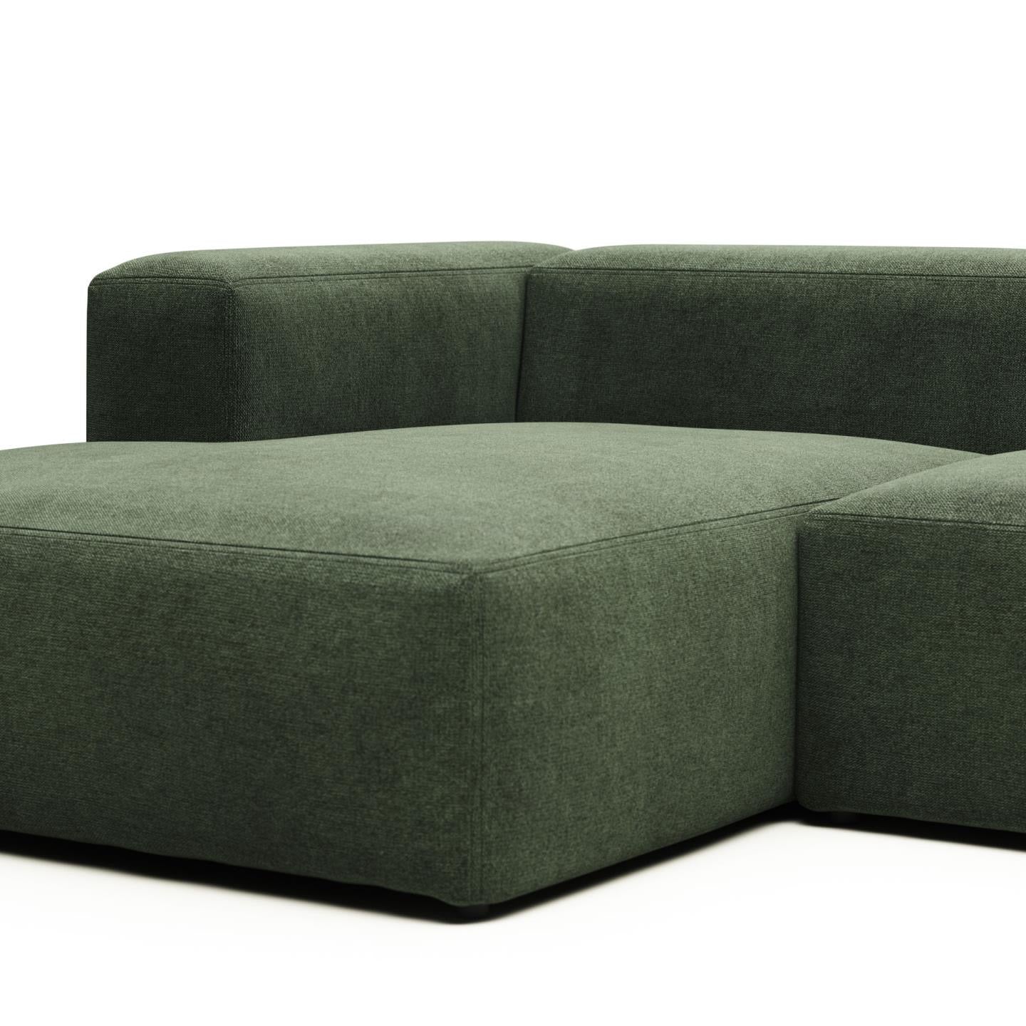Lund 2 Seater Sofa with Left Side Chaise - Green