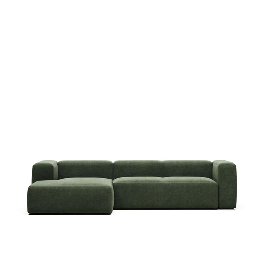 Lund 3 Seater Sofa with Left Side Chaise - Green