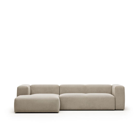 Lund 3 Seater Sofa with Left Side Chaise - Beige