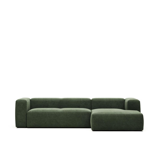Lund 3 Seater Sofa with Right Side Chaise - Green