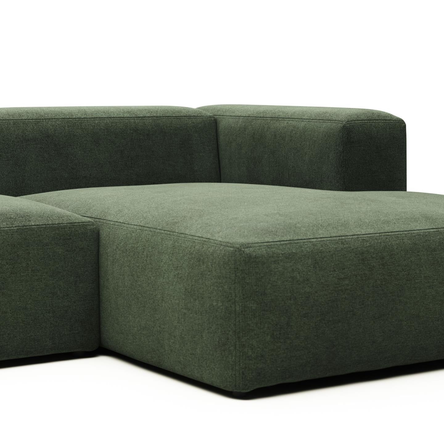 Lund 3 Seater Sofa with Right Side Chaise - Green
