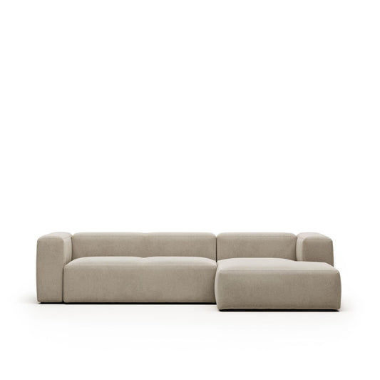 Lund 3 Seater Sofa with Right Side Chaise - Beige